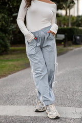 Dusty Blue Drawstring Track Pants