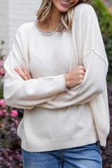 Lightweight Cream Knit Oversized Top