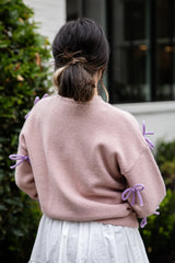 Bow Accent Mauve Knit Sweater