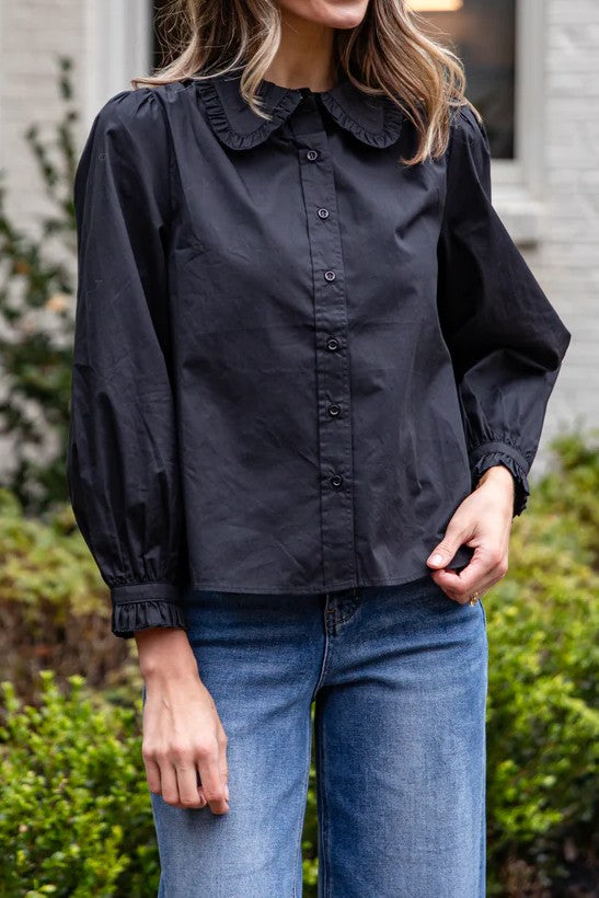 Ruffle Button-Down Blouse