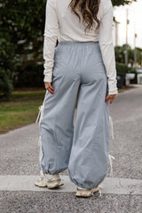 Dusty Blue Drawstring Track Pants