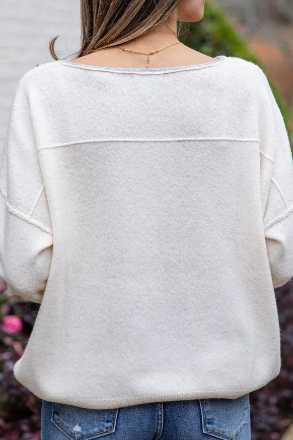 Lightweight Cream Knit Oversized Top