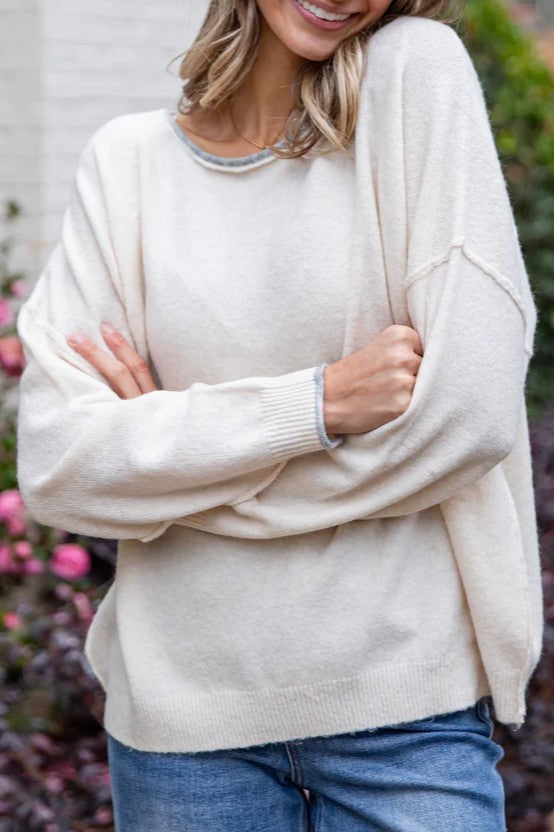 Lightweight Cream Knit Oversized Top